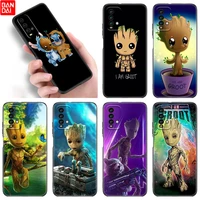 guardians of the galaxy groot silicone phone case for xiaomi redmi note 11 11s 11t 11e 10 10t 10s 9s 8t 9 8 7 pro 5g black cover