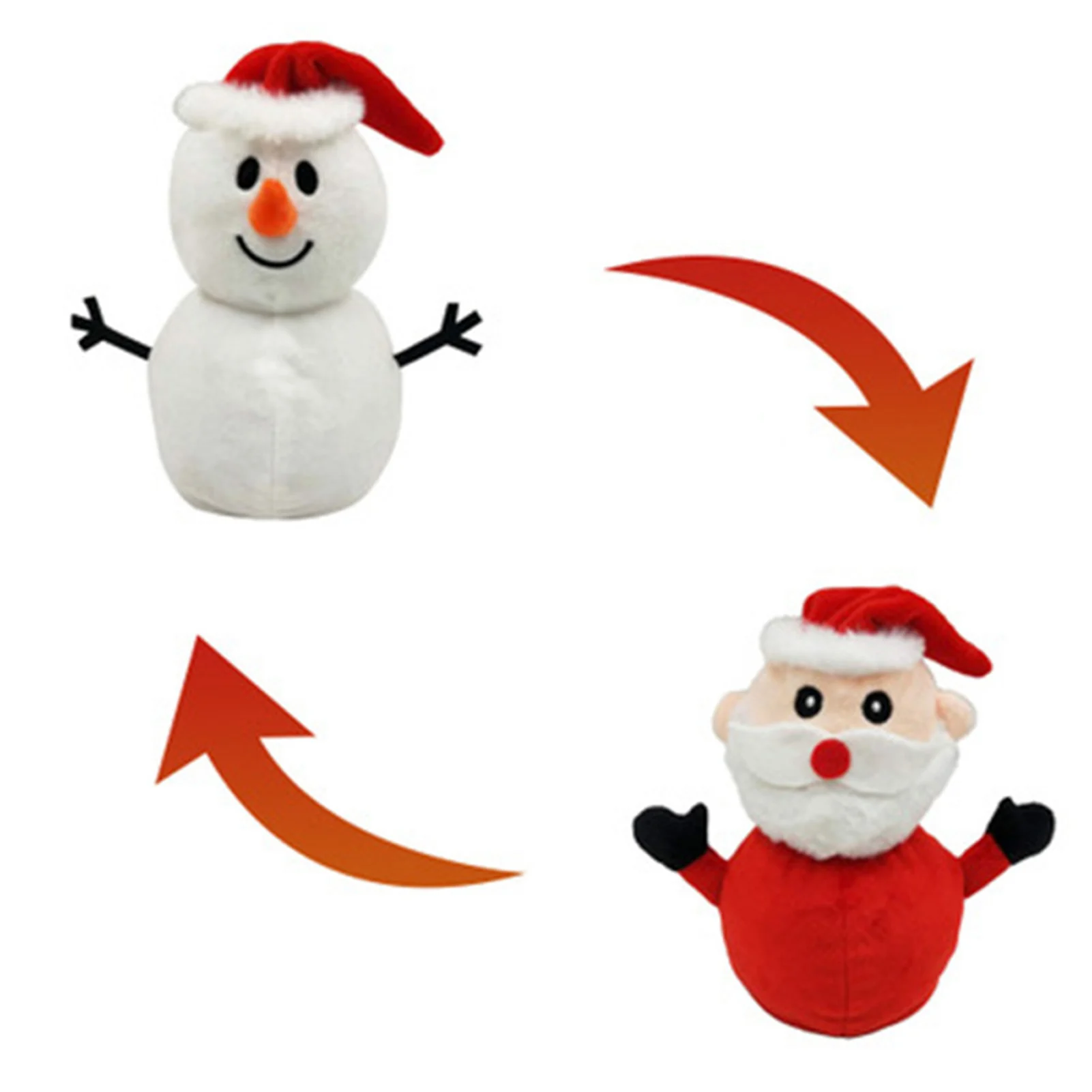 

Christmas Reversible Plush Doll Soft Double-Sided Cartoon Santa / Snowman Flip Toy Seasonal Ornament Gift For Kids