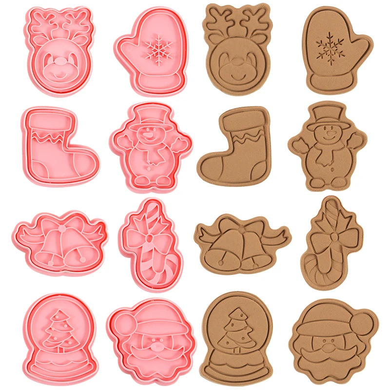 

8 шт форма для рождественского печенья Мультфильм Санта-Снежинка выпечки печенья резак формы для рождества нового года вечерние украшения торта инструменты