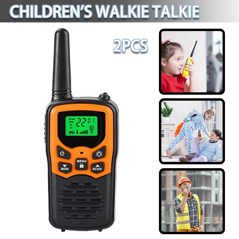 2Pcs Handheld Walkie Talkie Kids Two-way Radio Set UHF 400-470MHz Long Range  Made of Hard and Durable ABS Material Drop-Proof