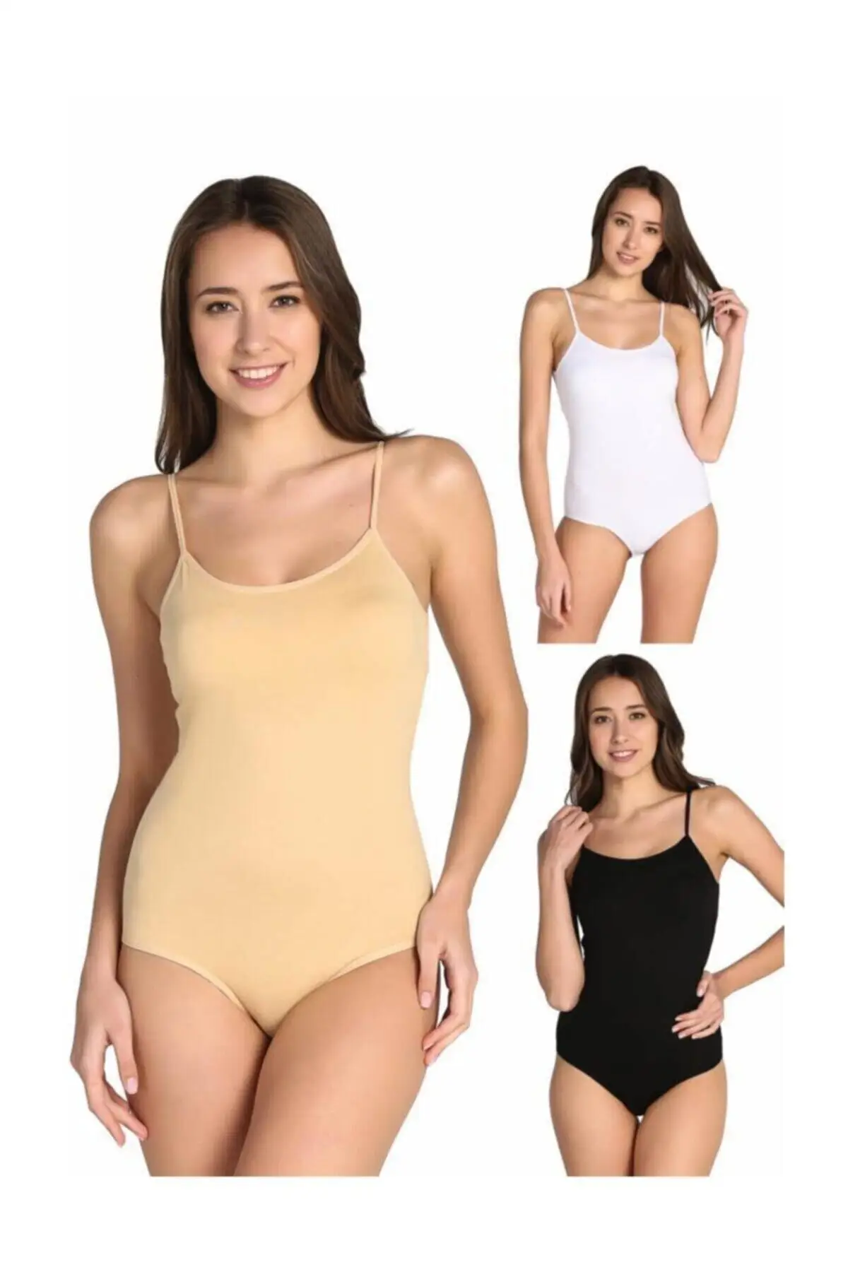 

Women's Bodysuit 6 Pack Mixed Thread Strap Lycra Hook & Snap Zipper Rompers Jumpsuits shath Skinny Summer Streetwear