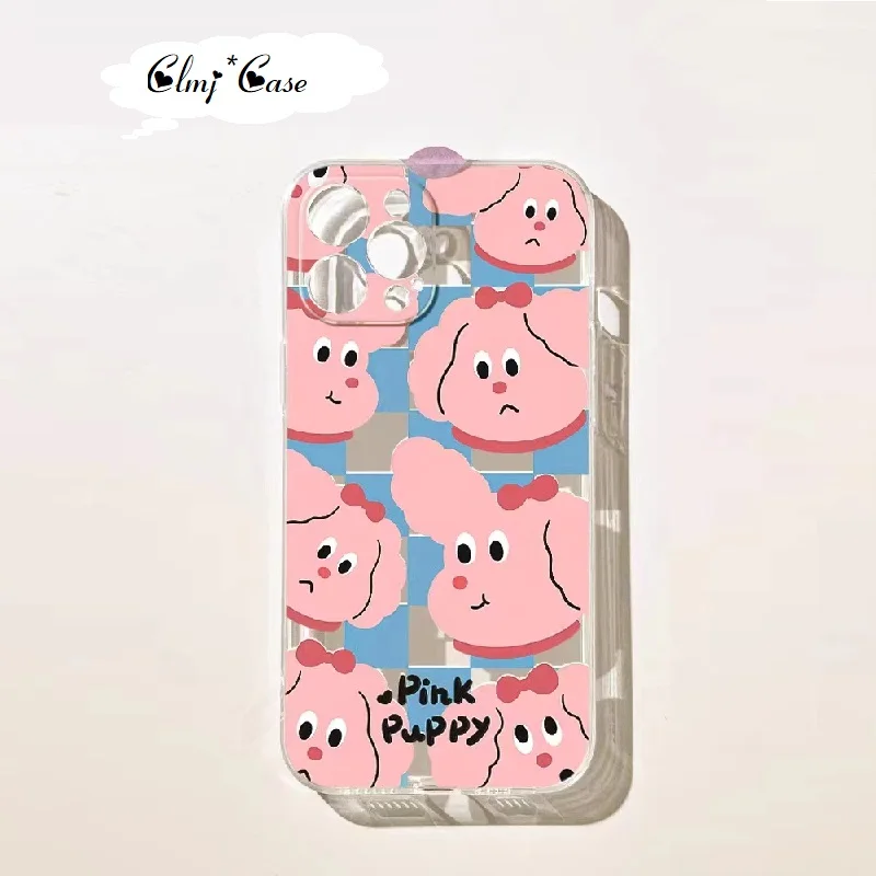 

Clmj Cute Cartoon Dog Puppy Phone Case For iPhone 11 12 Mini 13 14 Pro XR X XS 7 8 Plus Se 2020 Silicone Phone Protective Cover
