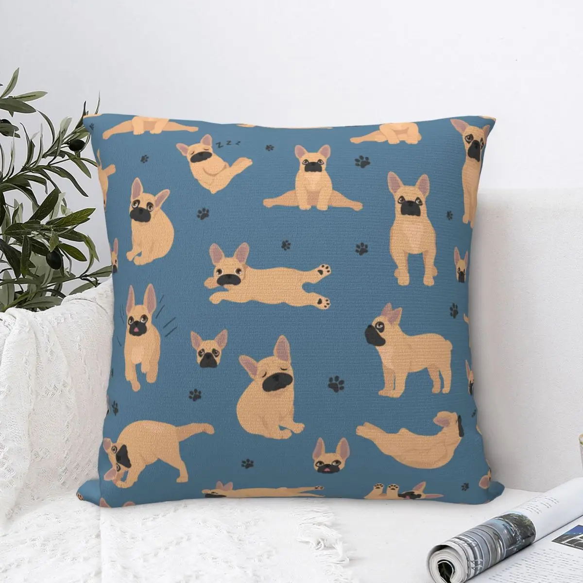 

Квадратная подушка в виде французского бульдога для собаки, 18 дюймов