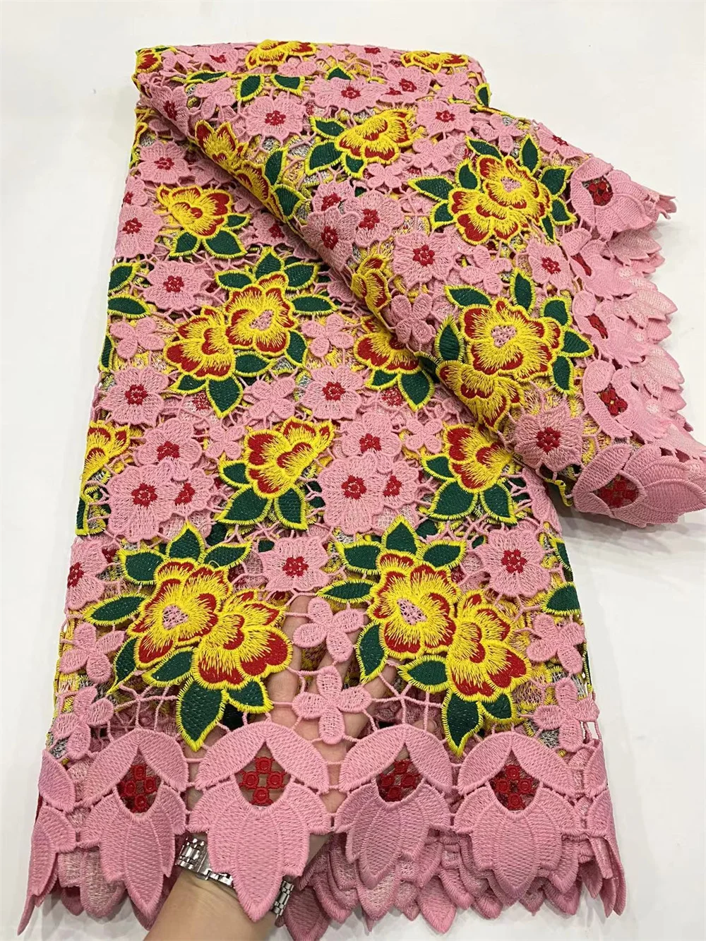 NI.AI белый нигерийский цветочный кружевной ткани молочный шелк с блестками