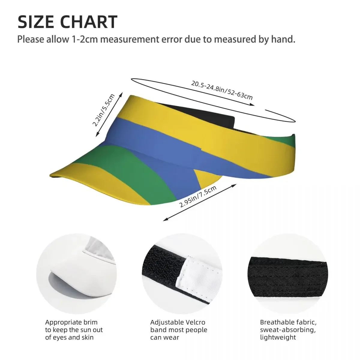 Кепка от солнца для мужчин и женщин Регулируемый козырек пустая с флагом Габона