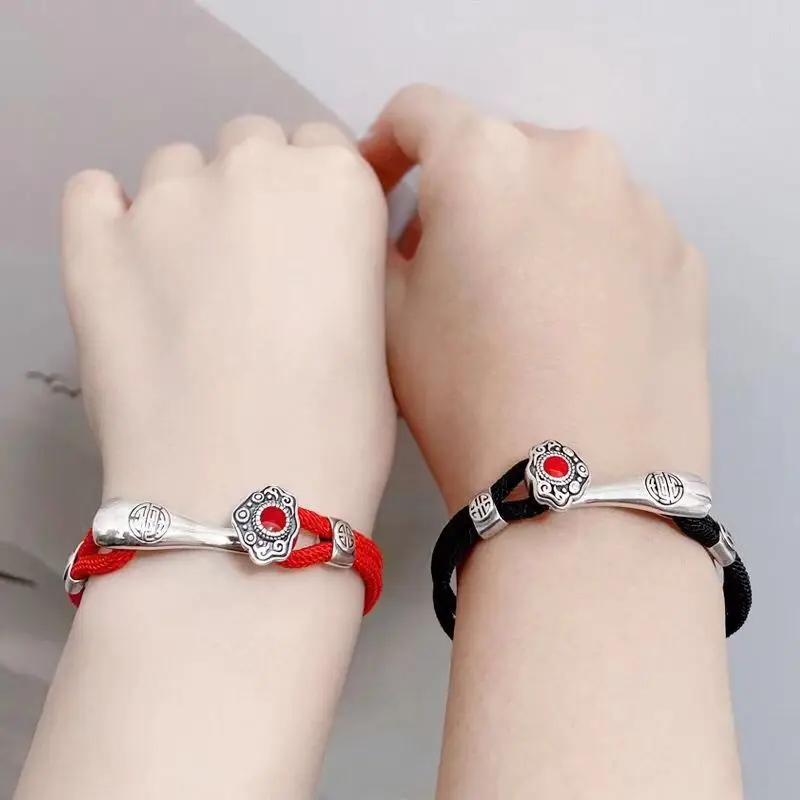 

NY Retro Ruyi Bracelet Men's and Women's Transfer Red Hand Rope Couple Lucky Rope National Tide Gift Jewelry Accessories