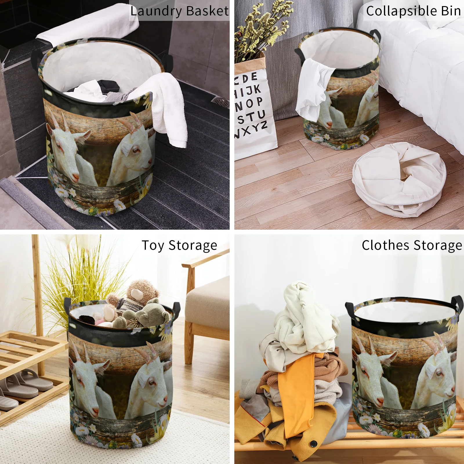 Корзина для грязного белья с подсолнухами складной круглый водонепроницаемый