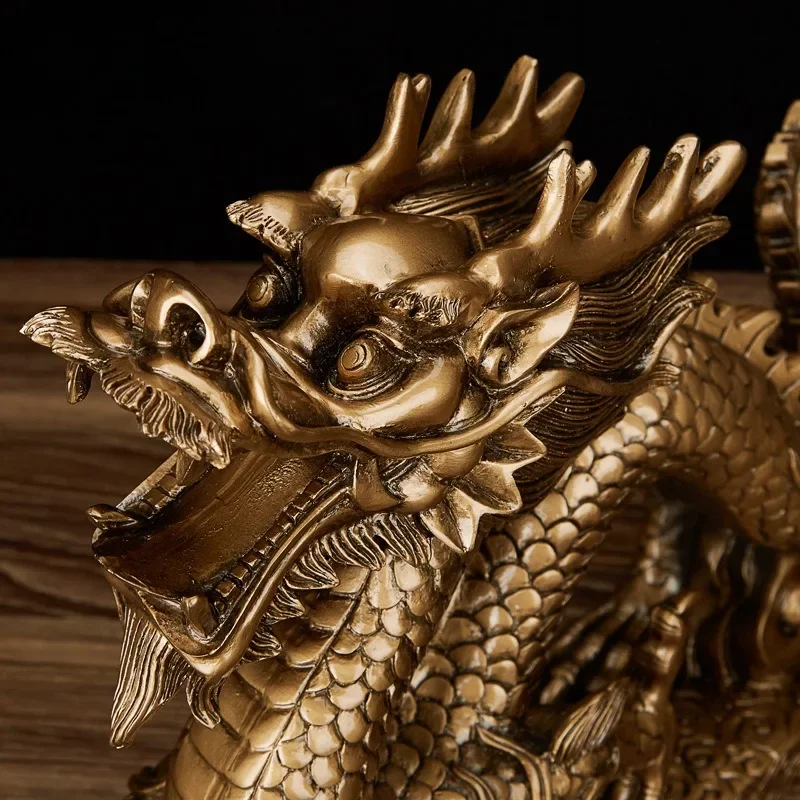 Фэн-шуй длинный Цинлун смола имитация меди ханьлун украшения Shenlong основа