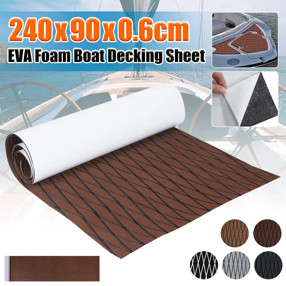 

2400x900x6mm EVA Foam Faux Teak Decking Sheet Marine Boat Flooring Pad Self Adhesive Non-slip Yacht Flooring Pad RV Floor Mat