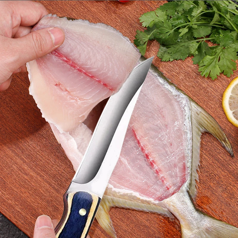 Монгольский нож для мяса карманный резец с деревянной ручкой