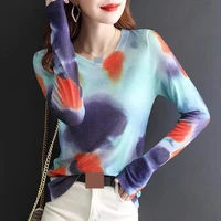 2021 autumn winter tie dye long sleeved pullover loose sweater women korean tops for women vintage long sleeve