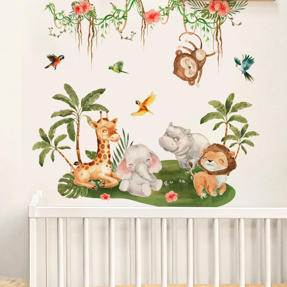 Очаровательные Наклейки На Стену С Изображением Животных В Джунглях Для Декора