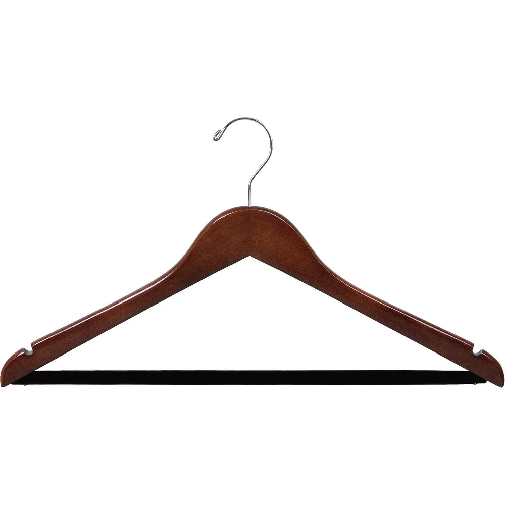 

Walnut Wood Suit Hanger, Velvet Non-Slip Bar, Swivel Hook, 100 Pack