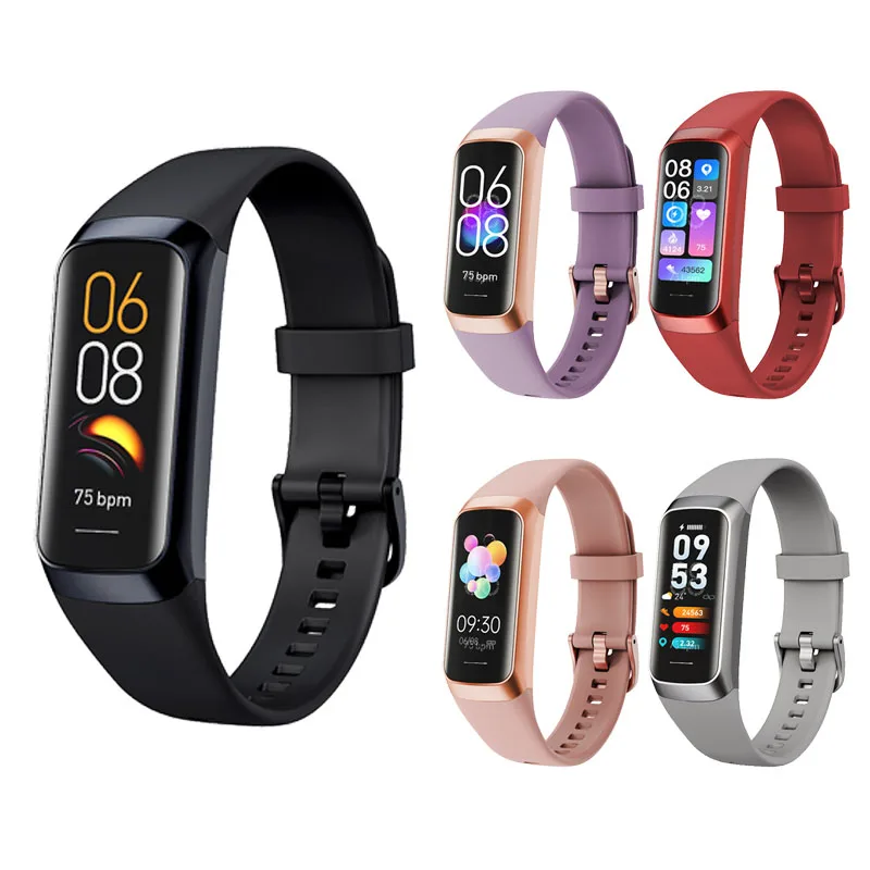 

1.1 Inches Color Screen Heart Rate Blood Oxygen Blood Pressure Monitoring Alarm Touch Operation Waterproof Silicone Bracelet