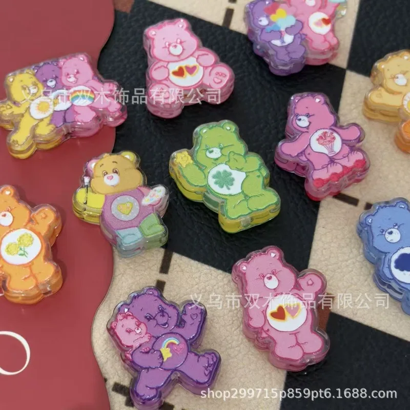 Фото Милые 10 шт. бусины с принтом мультяшных мишек Care Bear для рукоделия, цепочки для мобильных телефонов, подвески для сумок, брелоки, аксессуары для украшений №4