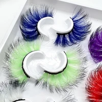 6 pairs colorful false eyelashes super curling dense false eyelashes makeup lashes for stage party eyelash extension wholesale
