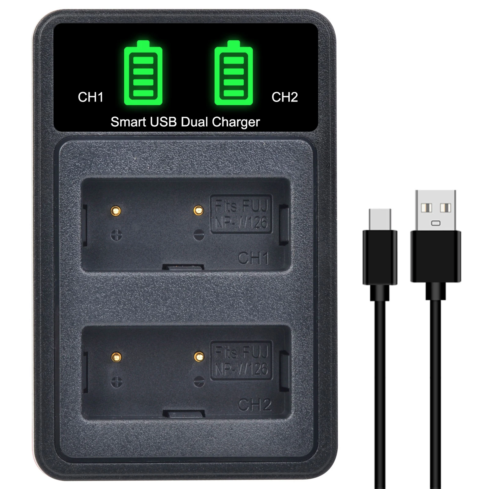 Аккумулятор для камеры NP-W126 (1400 мАч) с двойным USB-зарядным устройством для Fujifilm X-S20, X100VI, X-T5, X-T4, X-T20, XS10, XT100 (art.: 3920d948edea5) - 3920d948edea5