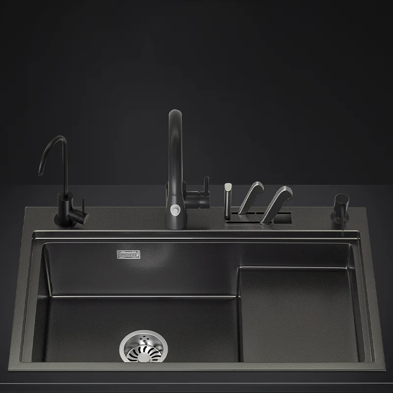 

Stainless Steel Kitchen Sink Big Black Basket Drain Pipe Double Bowl Kitchen Sink Filter Organizer Cocina Home Improvement