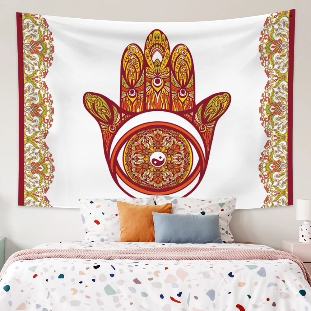 

Evil Eye Buddha Tapestry Psychedelic Mandala Hippie Macrame Wall Hanging Aesthetic Decoration Bedroom Living Room Dormitory Rug