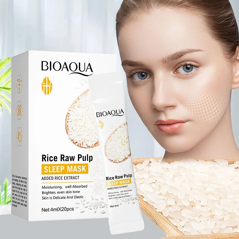 

20pcs Rice Sleep Mask Puree Rejuvenating Moisturizing Whitening Anti Wrinkle Anti-Aging Face Fine Lines Acne treatment Skincare