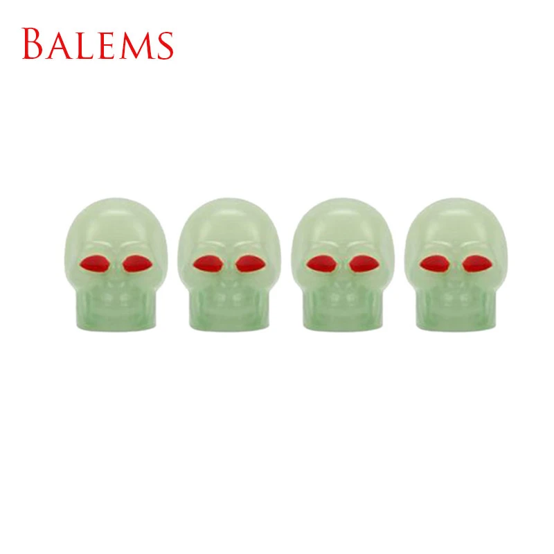 

4pcs ABS Bike Skull Valve Caps for Holloween Anti-corrosion Anti-Rust MTB Bicycle Lights Luminous Glow Tire Valve Cover Cap