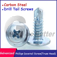 2510pcs galvanized phillips dovetail screw truss head with washer self drilling screws cross drill tail screws