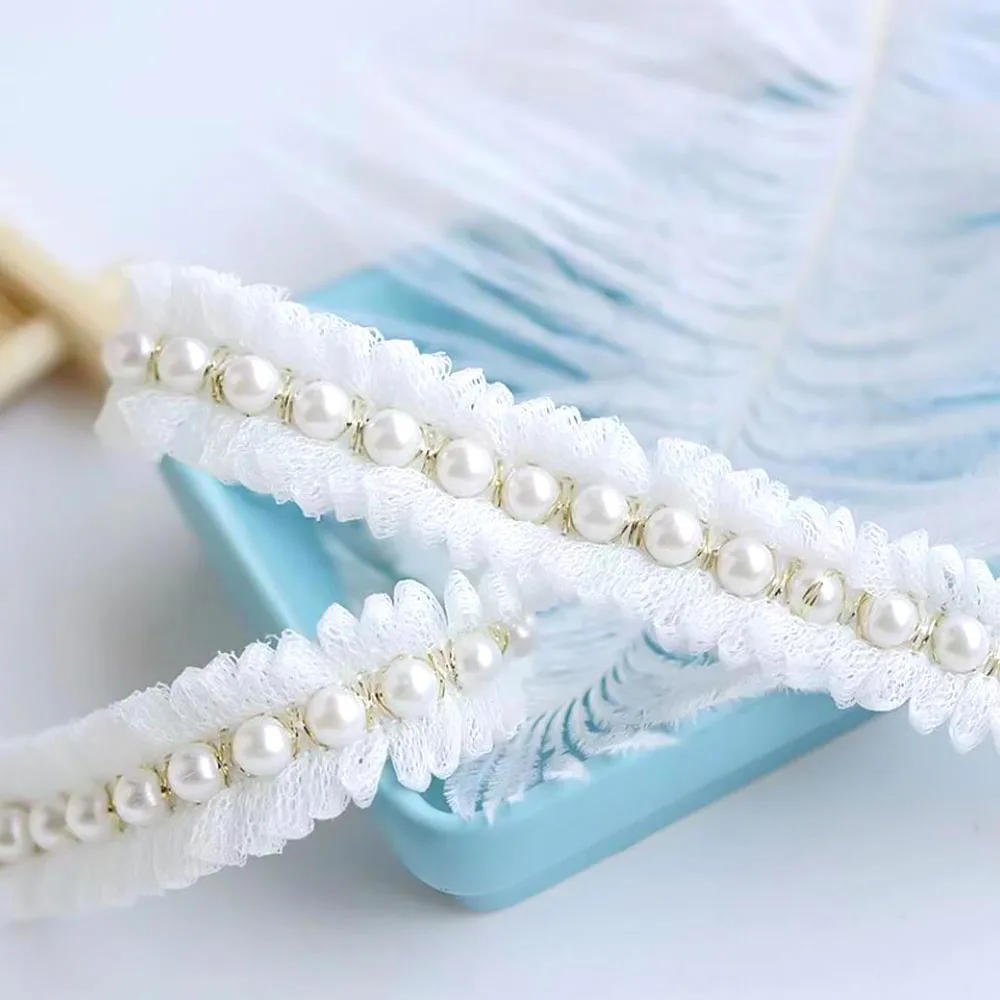 Кружевные складки блестящие аксессуары для одежды отделка из бисера винтажная