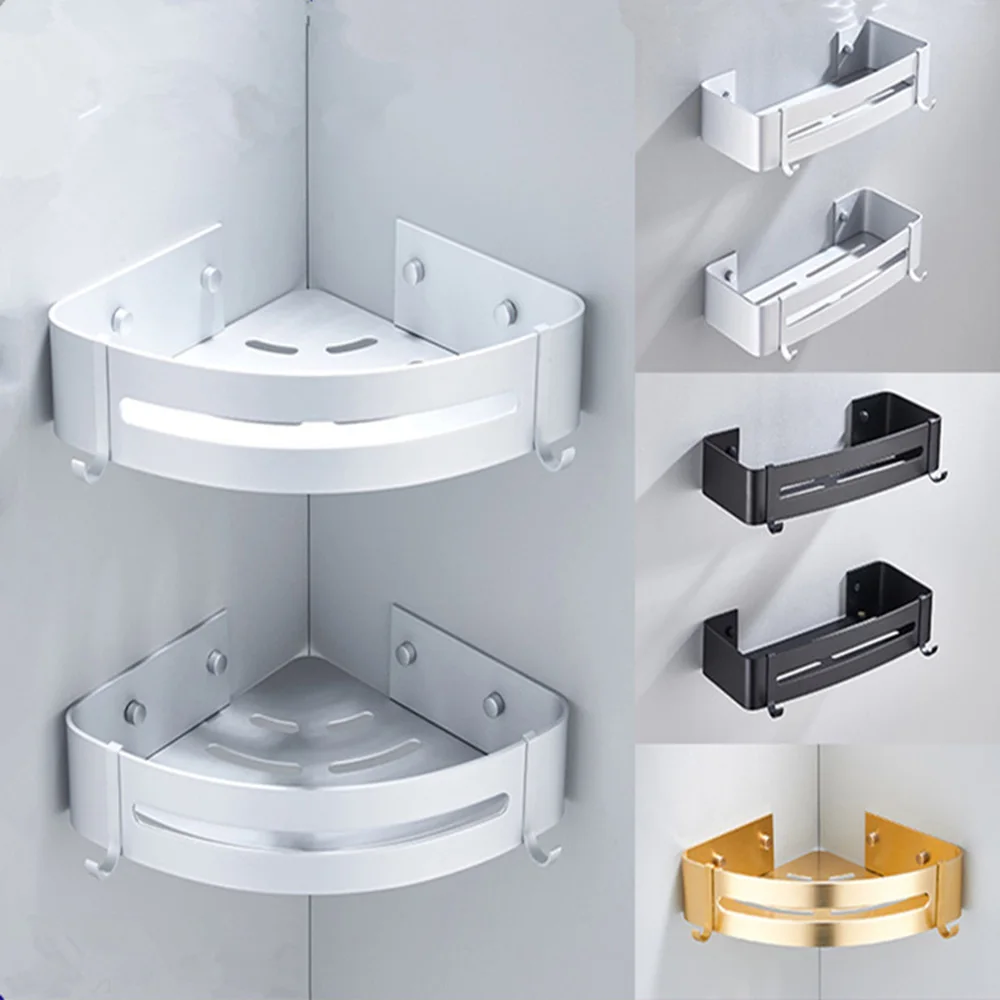 Треугольная стойка для хранения полотенец и душа черные угловые полки настенная