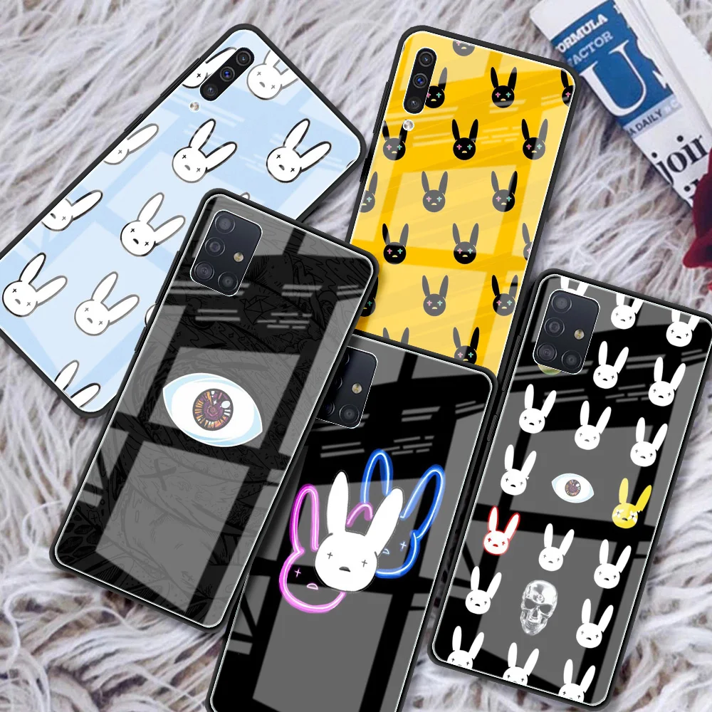 

Anime Bad Bunny Glass Case For Samsung Galaxy A12 A51 A52 A71 A32 A31 A21s A42 A50 M51 A41 A11 A02s A70 A30 A10 Phone Cover