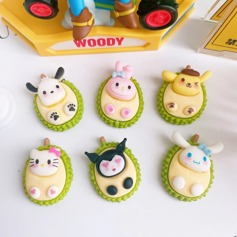 

10Pcs Cartoon Mini Sanrio Durian Series Scrapbook DlY Flat Back Resin Fashion Jewelry Mobile Phone Case Hairpin Decoration