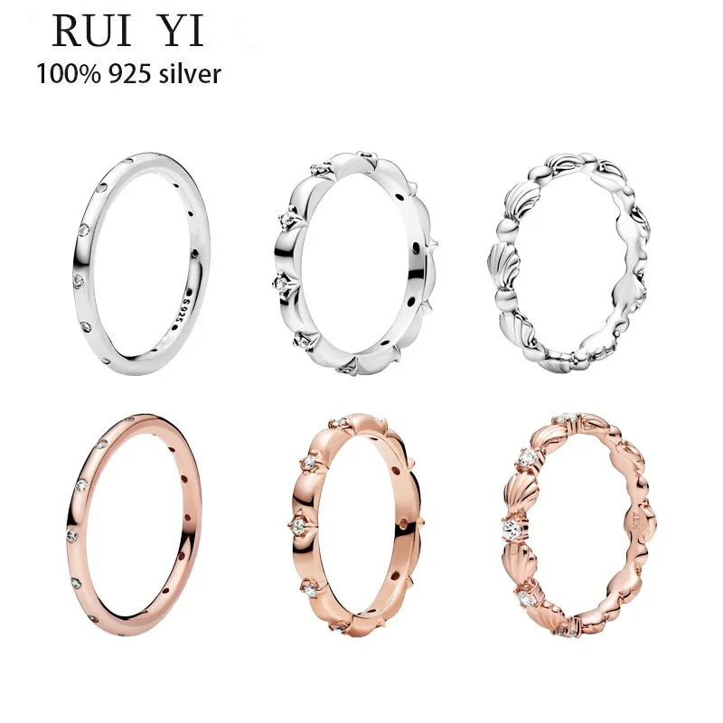 

Fit Original Luxury Real 925 Sterling Silver Authentic Pan Ring For Women High Quality Couple Rings Diy Fashion Wedding Jewelry