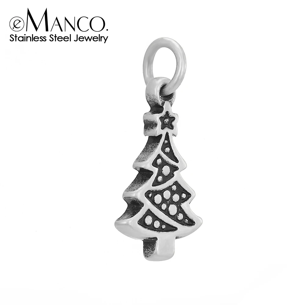 eManco christmas tree Stainless Steel  Accessories Christmas Series Pendants for Jewelry Making Retro Charms Bracelet DIY