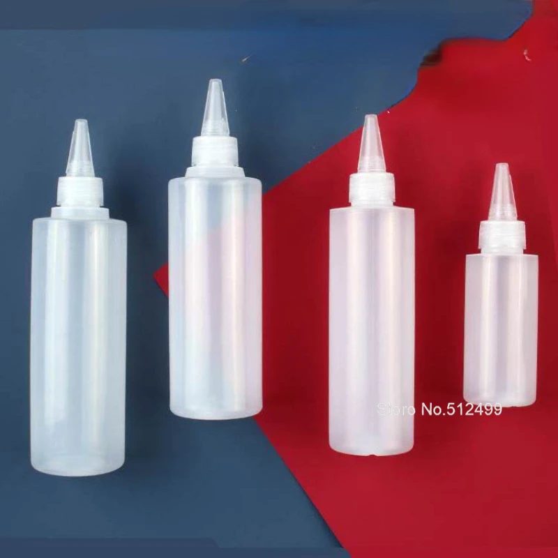 Wholesale Translucent PE Bottle Pigment Bottle Color Bottle Water Genie Pot Squeeze Pointed Mouth Bottle Flat Shoulder Vase