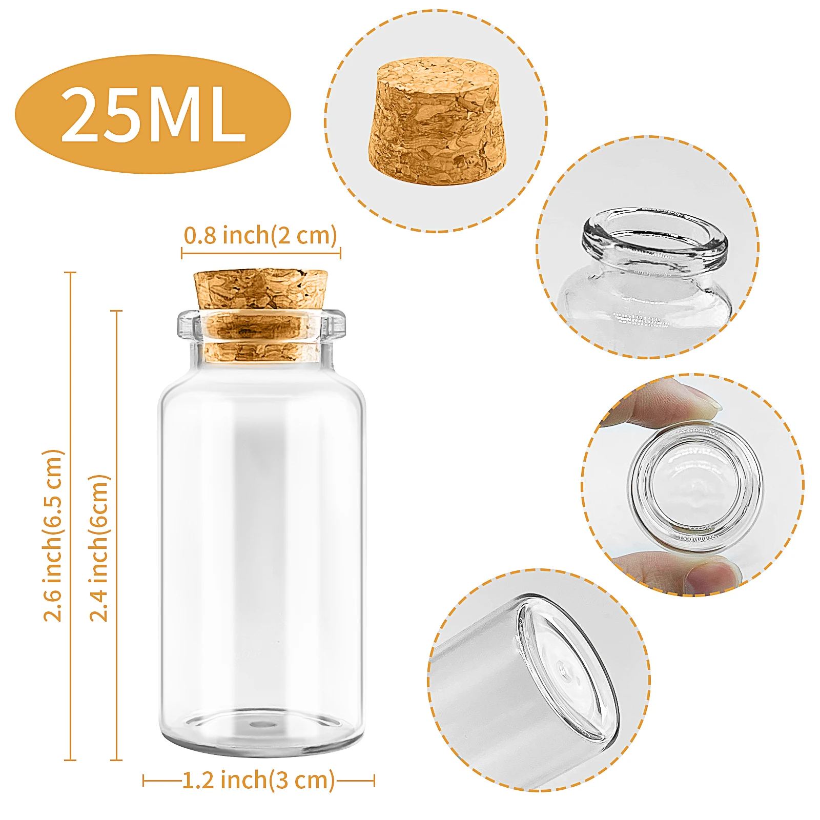 12/48PCS DIY Mini Glass Bottle with Cork Stopper Clear Small Jars Vials Wish Bottles Message Bottle Wedding Party Gift 25ML images - 6
