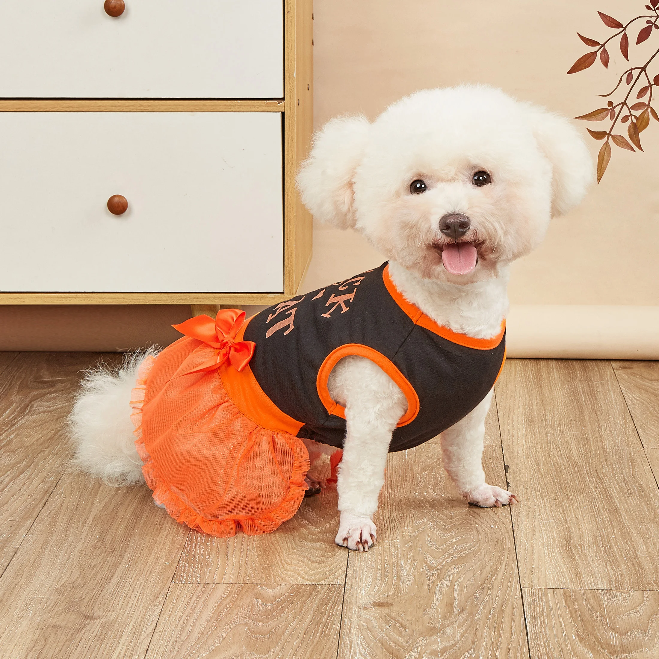 Платье Для Собак Hello Kitty На Хэллоуин Комбинированное С Милым Принтом И Шнурком