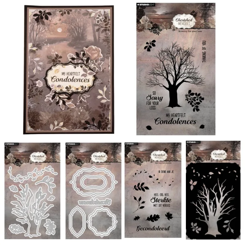 Sorry For Old Tree Your Ornamental Labels Metal Cutting Dies Silicone Stamps Scrapbooking Stencil Photo Album Card DIY Paper