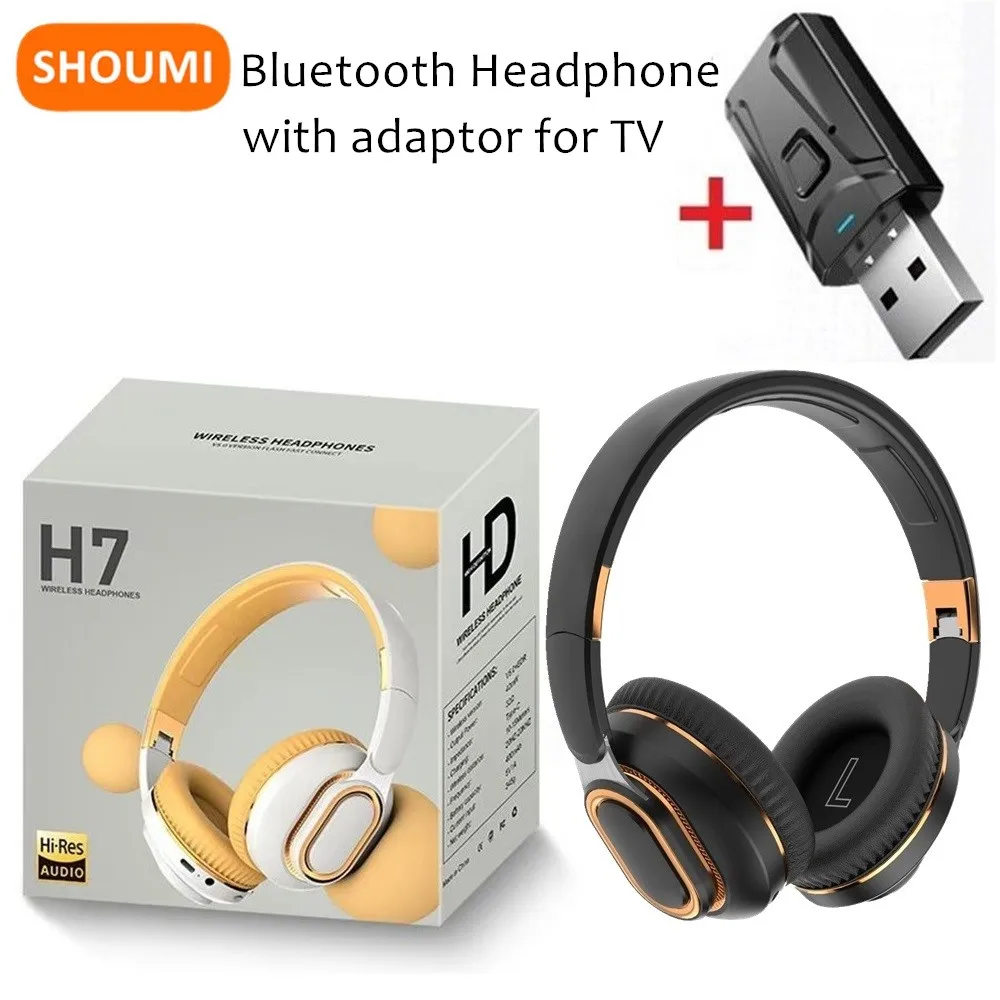 

H7 Tv Bluetooth Headphones Wireless Headphon with Mic USB Adaptor Headset Noise Cancelling Stereo Foldable Bass for TV Earphone