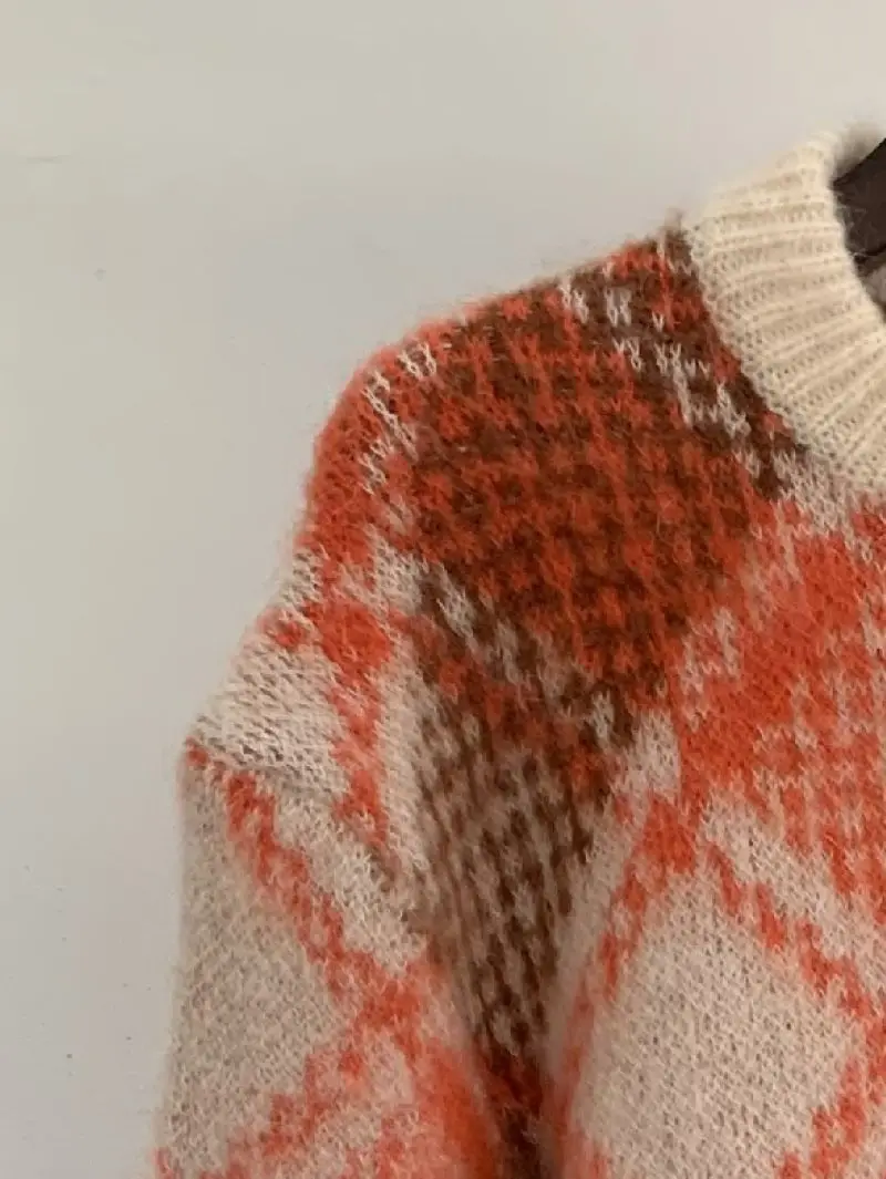 

Women Sweater Plaid Long Sleeve O-Neck Casual Mohair Autumn Winter Pullover