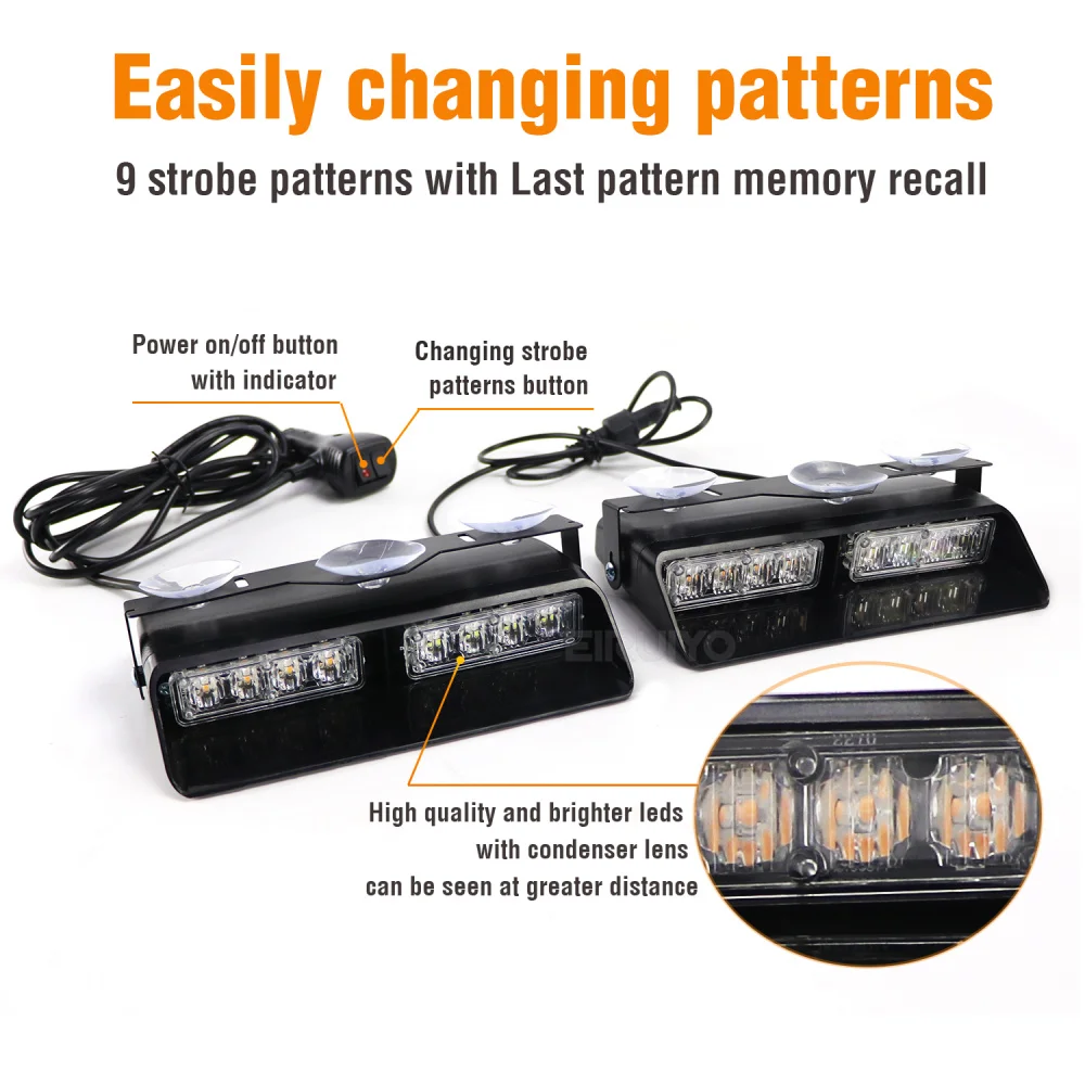 Стробоскоп автомобильный 2 в 1 лампа для экстренной вспышки 16 бусин красного