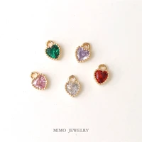 mimo jewelry copper plated micro inlaid zircon mini color small love pendant diy hand accessories