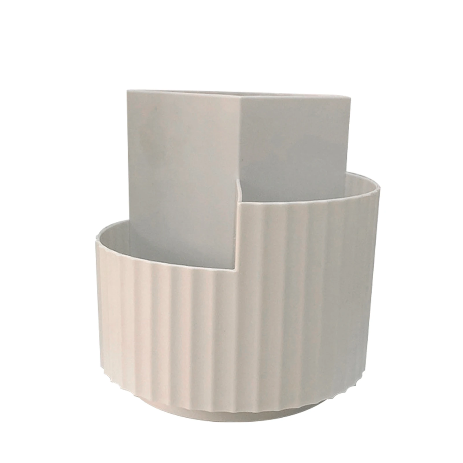 

3 Grids Home Office Makeup Pot Pen Holder Student Desk Stand Rotating Organizer Plastic Easy Apply School Gift Lage Capacity