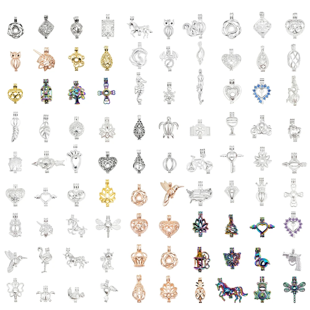 10 шт. разнообразные жемчужные подвески-клетки амулеты животные капли воды сердце