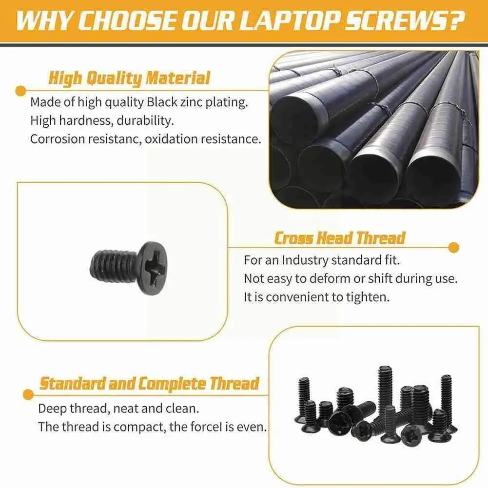 

300pcs Set M2 M2.5 M3 Notebook Laptop Black Zinc Plating Screws Nuts For Computer Accessories G8j2