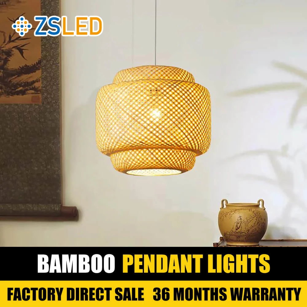

1PCS New Southeast Asia Bamboo Pendant Lamp Hand-woven Handmade Weaving E27 220V-260V Garden Restaurant Art Hanging Lamp