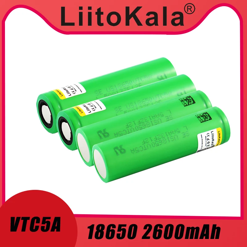Liitokala Max 40A Pulse 60A Original 3.6V battery 18650 rechargeable VTC5A 2600mAh High Drain 40A Battery
