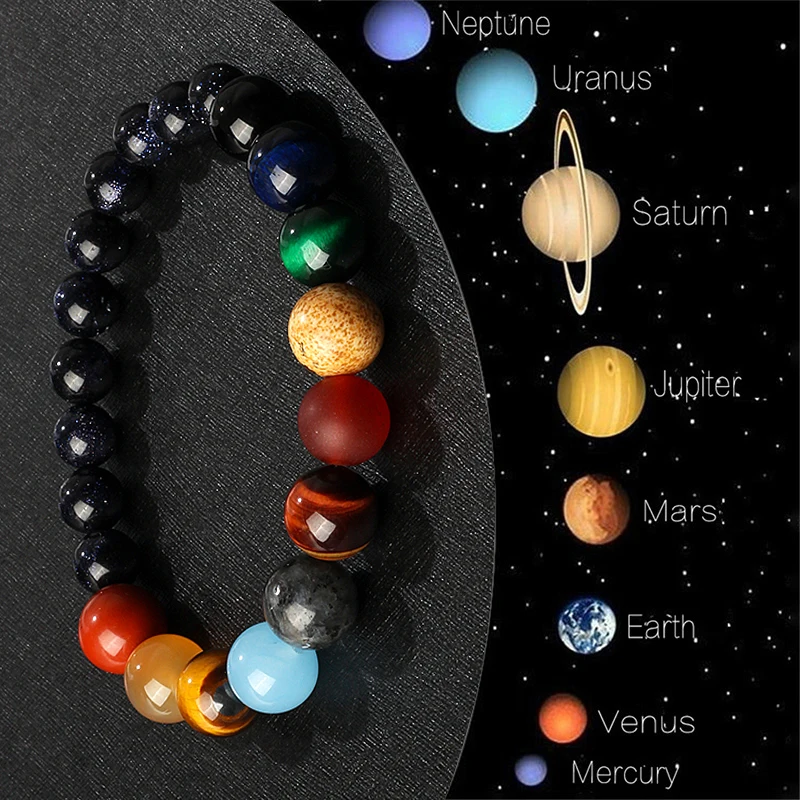 

2022 Universe Solar System Bracelet Women New Natural Stone Eight Planets Bracelet Men Best Friends Gift Universe Couple Jewelry