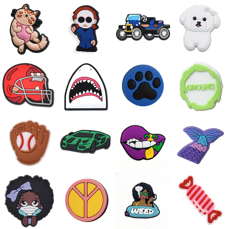 

Single Sales PVC Shoes Charms Accessories for Croc Sandals Wristband Garden Clog Buckle Decorations Boys Girls Party Gifts