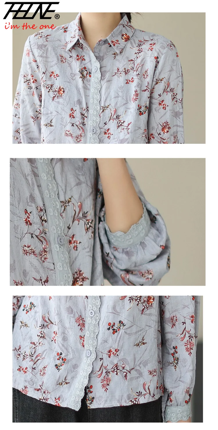 THHONE осень-зима женская рубашка блузка с принтом винтажная лоскутная одежда