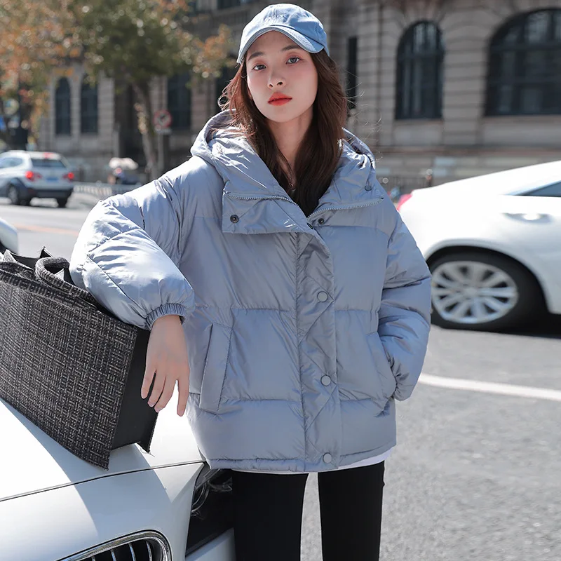 Winter Jacket Women Bread Coats Mininalist Women Clothes Elegant Hooded Parkas Solid Loose Thick Warm Basic Coats Female Outwear
