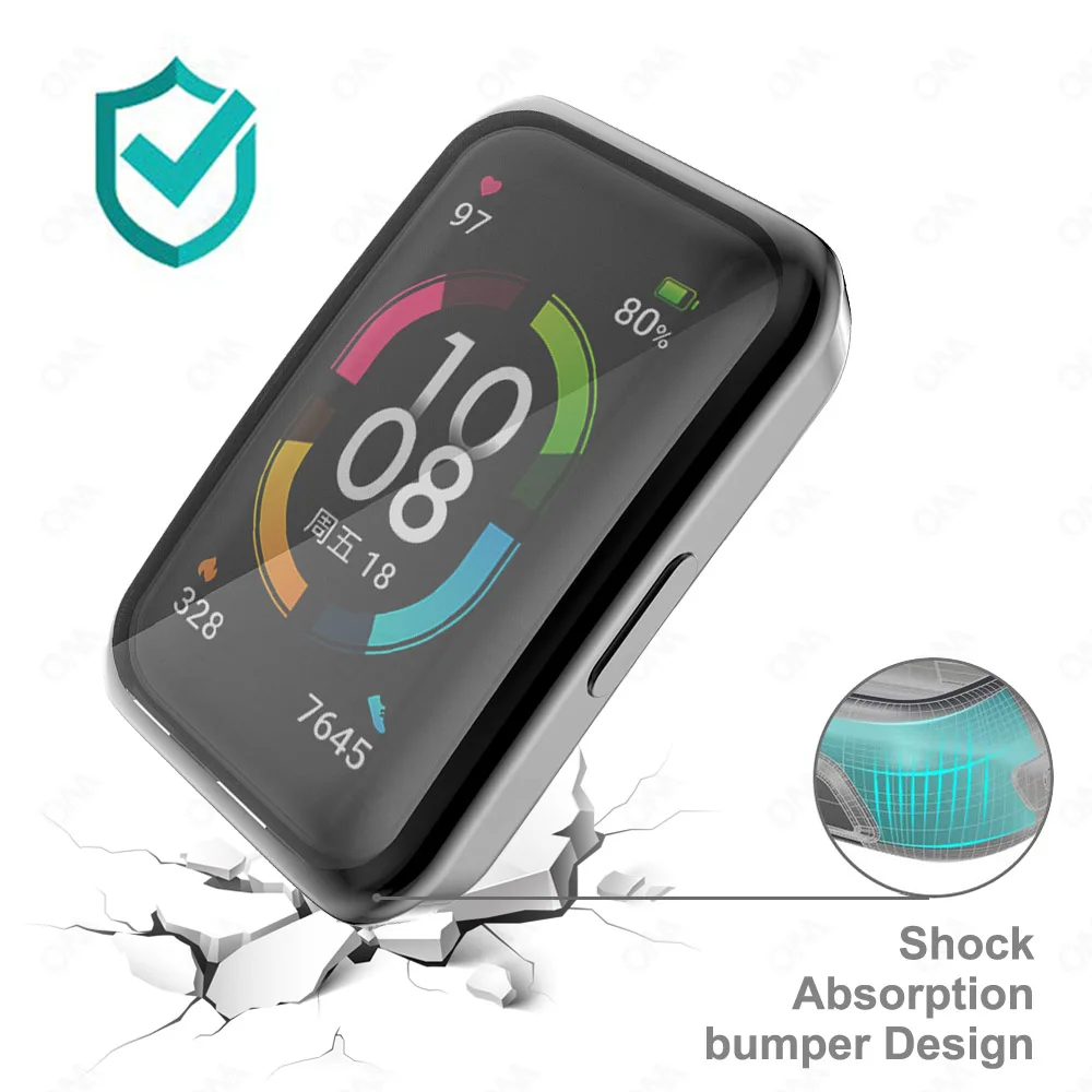 Мягкий защитный чехол для Huawei Band 7/6 бампер гибкий ТПУ полное покрытие защитные